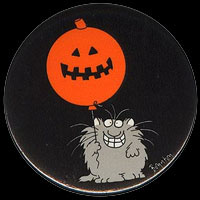Cat With Jack-O-Lantern Balloon
