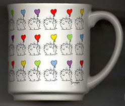 Cats with Multicolored Heart Balloons